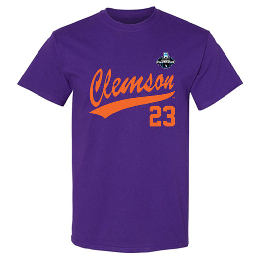 Clemson - NCAA Baseball : Jarren Purify - Purple NCAA® Shersey T-Shirt-0