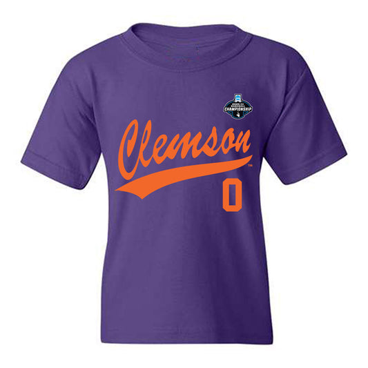 Clemson - NCAA Baseball : Drew Titsworth - Purple NCAA® Shersey Youth T-Shirt-0