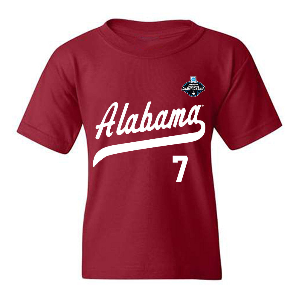 Alabama - NCAA Baseball : Matthew Heiberger - NCAA® Replica Shersey Youth T-Shirt-0