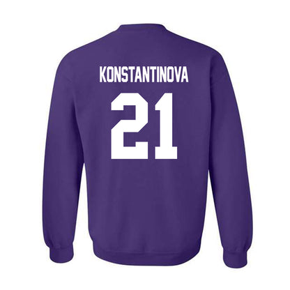 TCU - NCAA Beach Volleyball : Deniela Konstantinova - Crowned Frog Crewneck Sweatshirt-1