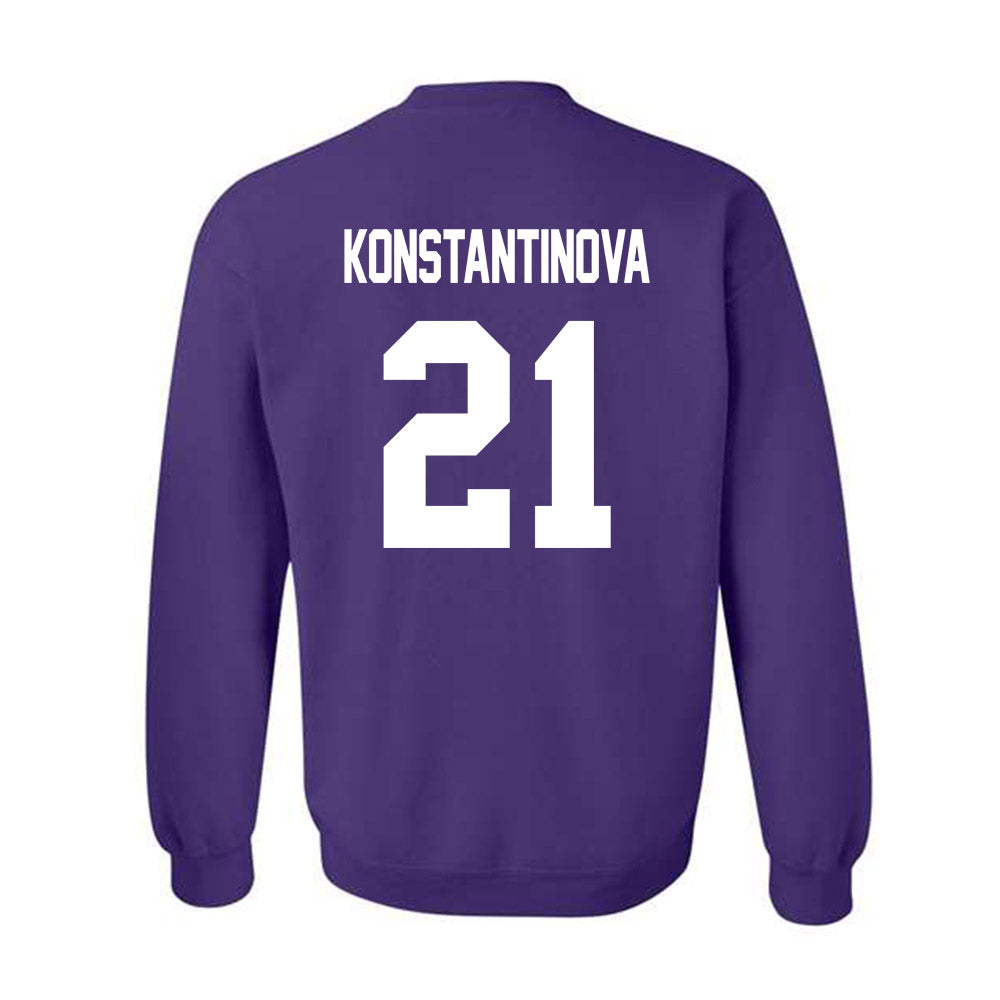 TCU - NCAA Beach Volleyball : Deniela Konstantinova - Crowned Frog Crewneck Sweatshirt-1