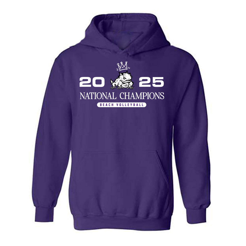 TCU - NCAA Beach Volleyball : Anna Long - Crowned Frog Hooded Sweatshirt-0
