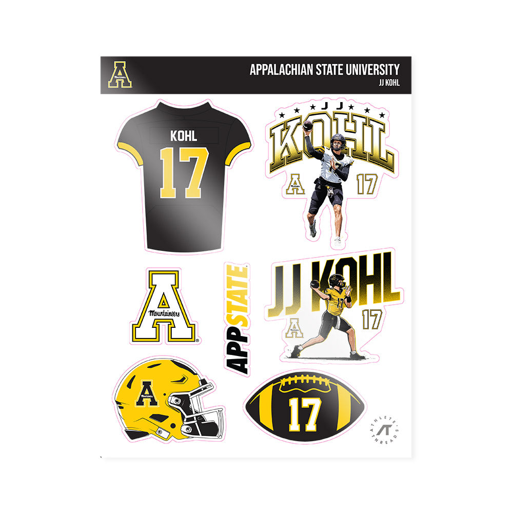 App State - NCAA Football : JJ Kohl - Sticker Sheet-0