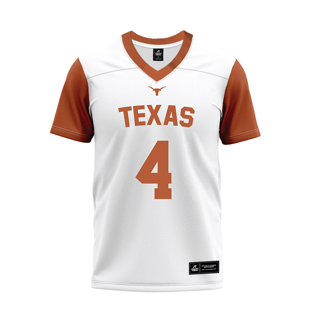 Texas - NCAA Football : CJ Baxter - White Premium Football Jersey-0