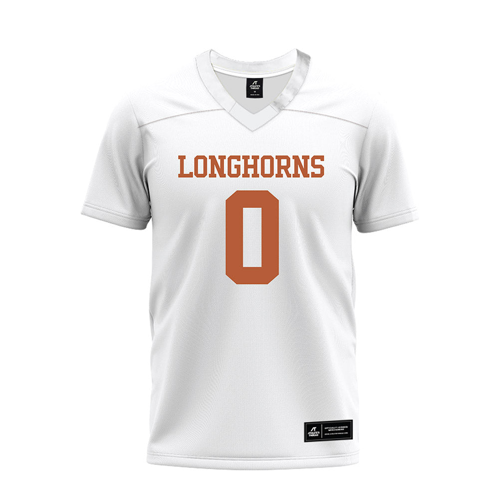 Texas - NCAA Football : Deandre Moore Jr - White Premium Football Jersey-0
