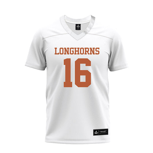Texas - NCAA Football : Arch Manning - White Premium Football Jersey-0