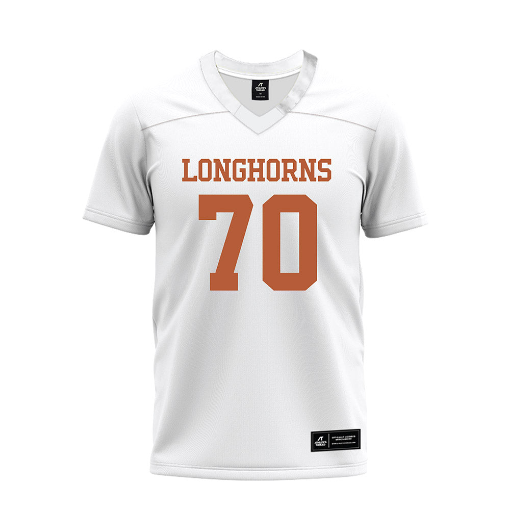 Texas - NCAA Football : Nate Kibble - White Premium Football Jersey-0