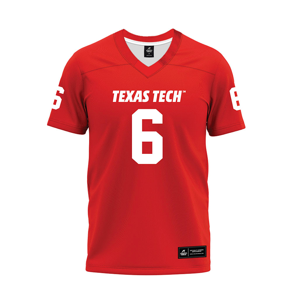 Texas Tech - NCAA Football : Kelby Valsin - Red Premium Football Jersey-0