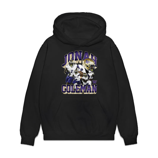 Washington - NCAA Football : Jonah Coleman - Collage Premium Hooded Sweatshirt-0