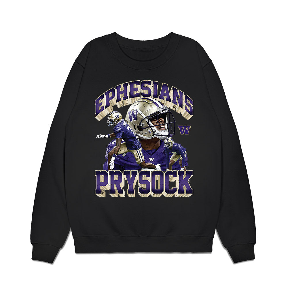 Washington - NCAA Football : Ephesians Prysock - Collage Premium Crewneck Sweatshirt-0