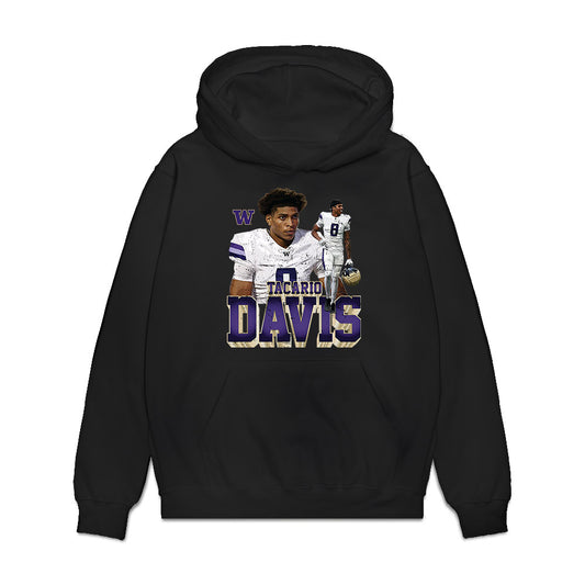 Washington - NCAA Football : Tacario Davis - Collage Premium Hooded Sweatshirt-0