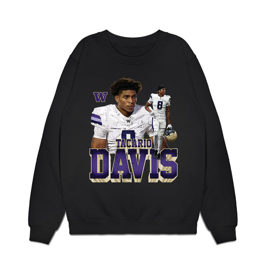 Washington - NCAA Football : Tacario Davis - Collage Premium Crewneck Sweatshirt-0
