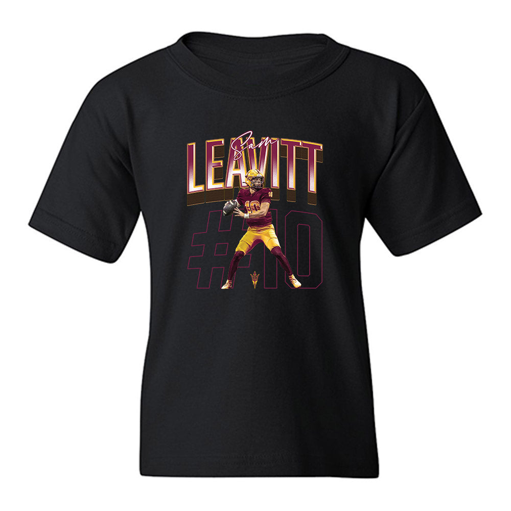 Arizona State - NCAA Football : Sam Leavitt - Caricature Youth T-Shirt-0