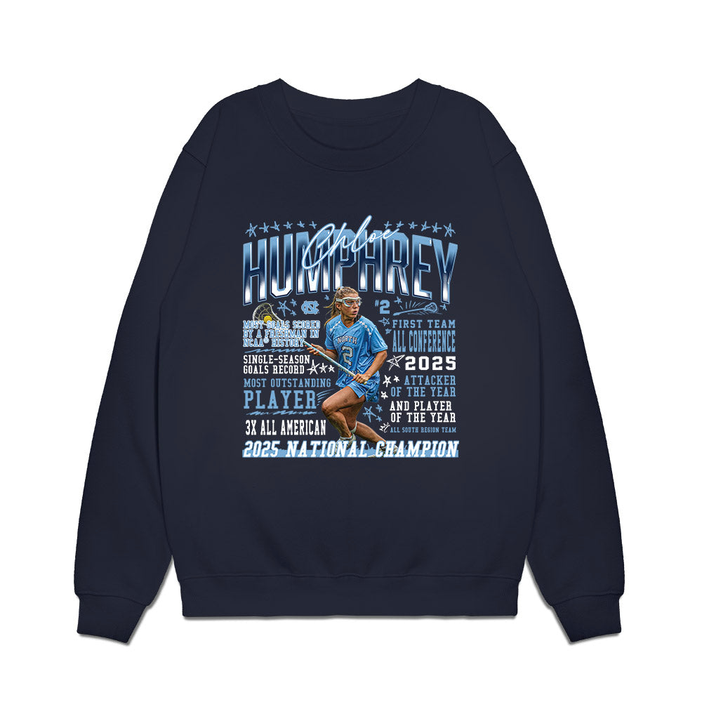 UNC - NCAA Women's Lacrosse : Chloe Humphrey - Accolade Collage Premium Crewneck Sweatshirt-0