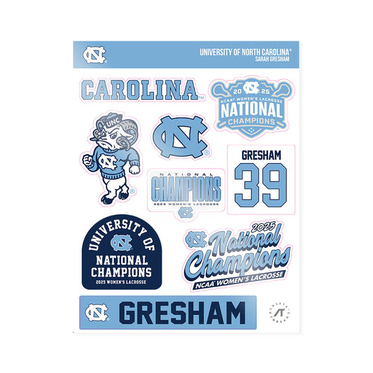 UNC - NCAA Women's Lacrosse : Sarah Gresham - NCAA® Sticker Sheet-0
