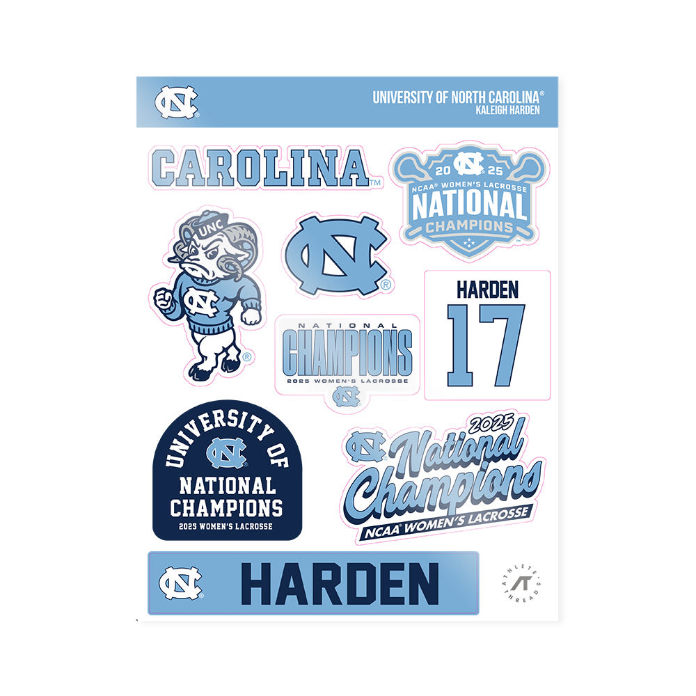 UNC - NCAA Women's Lacrosse : Kaleigh Harden - NCAA® Sticker Sheet-0