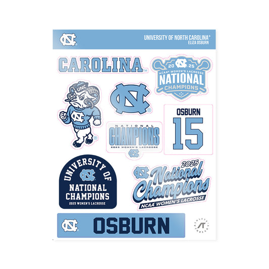 UNC - NCAA Women's Lacrosse : Eliza Osburn - NCAA® Sticker Sheet-0