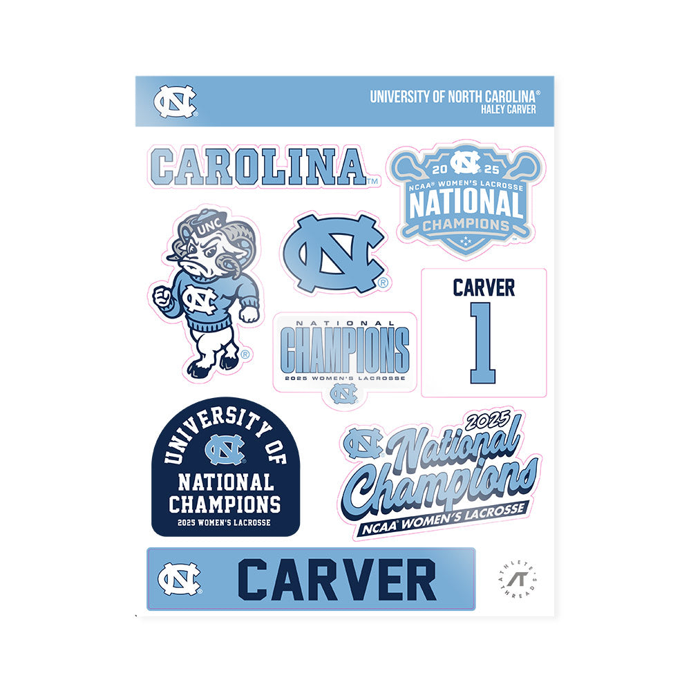 UNC - NCAA Women's Lacrosse : Haley Carver - NCAA® Sticker Sheet-0