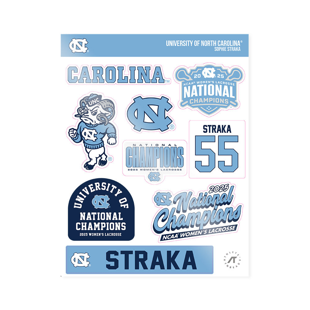 UNC - NCAA Women's Lacrosse : Sophie Straka - NCAA® Sticker Sheet-0