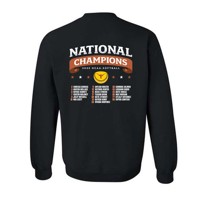 Texas - NCAA Softball : - NCAA® National Champions Roster Shirt Crewneck Sweatshirt-1
