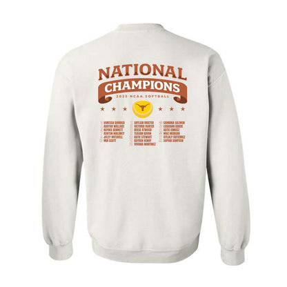 Texas - NCAA Softball : - NCAA® National Champions Roster Shirt Crewneck Sweatshirt-1
