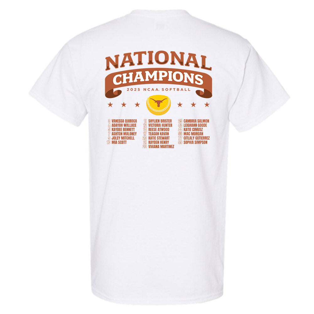 Texas - NCAA Softball : - NCAA® National Champions Roster Shirt T-Shirt-1