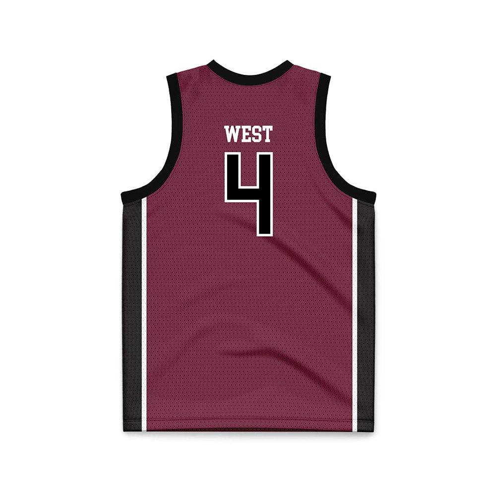 Fairmont State - NCAA Men's Basketball : Jaidyn West - Maroon Basketball Jersey-1