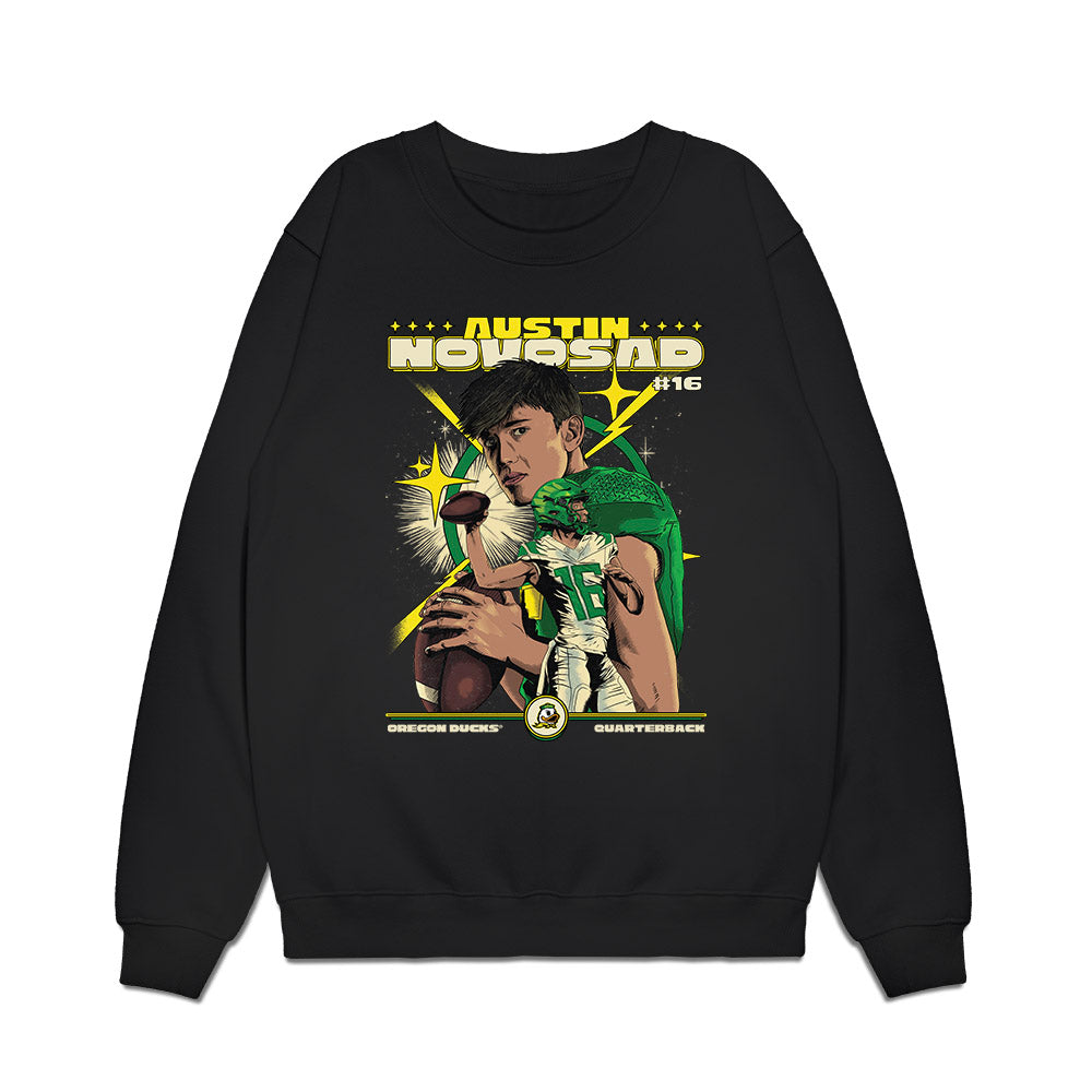 Oregon - NCAA Football : Austin Novosad - Caricature Premium Crewneck Sweatshirt-0
