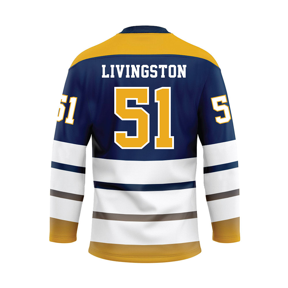 UTC - NCAA Football : Noah Livingston - Blue Hockey Jersey-1