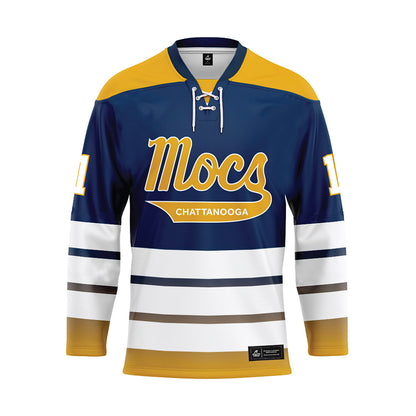 UTC - NCAA Men's Basketball : Brennan Watkins - Blue Hockey Jersey-0