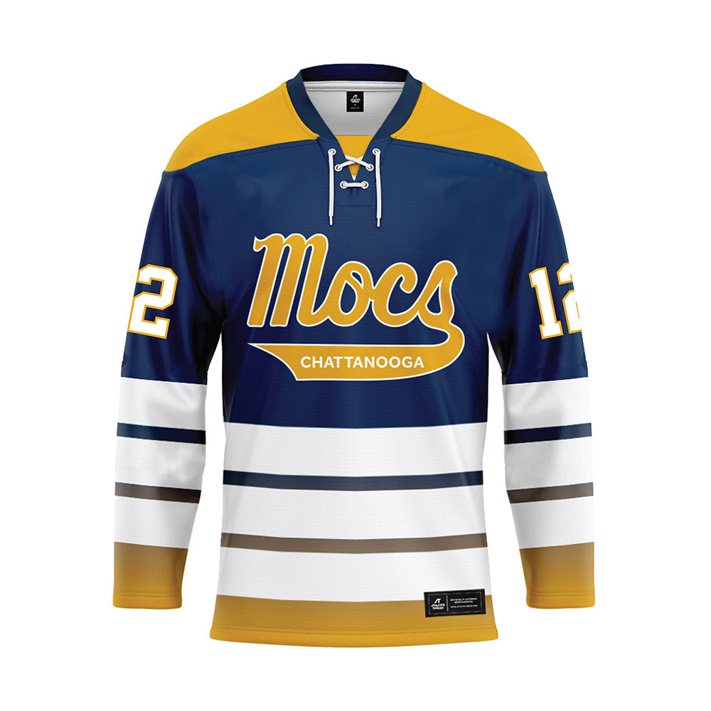 UTC - NCAA Softball : Mia Leone - Blue Hockey Jersey-0