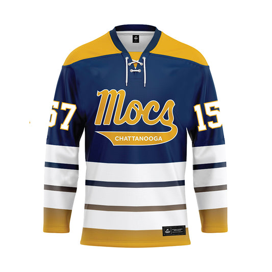 UTC - NCAA Wrestling : Brayden Leach - Blue Hockey Jersey-0