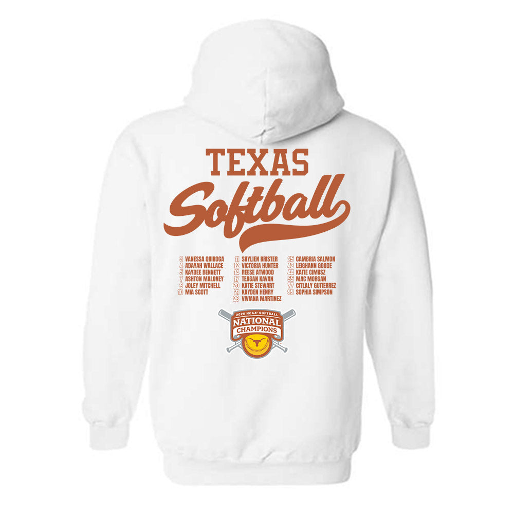 Texas - NCAA Softball : - NCAA® Roster Shirt Hooded Sweatshirt-1