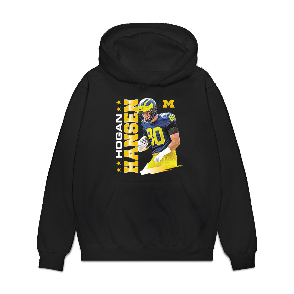 Michigan - NCAA Football : Hogan Hansen - Collage Premium Hooded Sweatshirt-0
