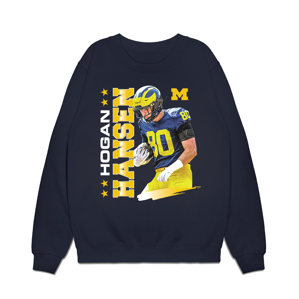 Michigan - NCAA Football : Hogan Hansen - Collage Premium Crewneck Sweatshirt-0