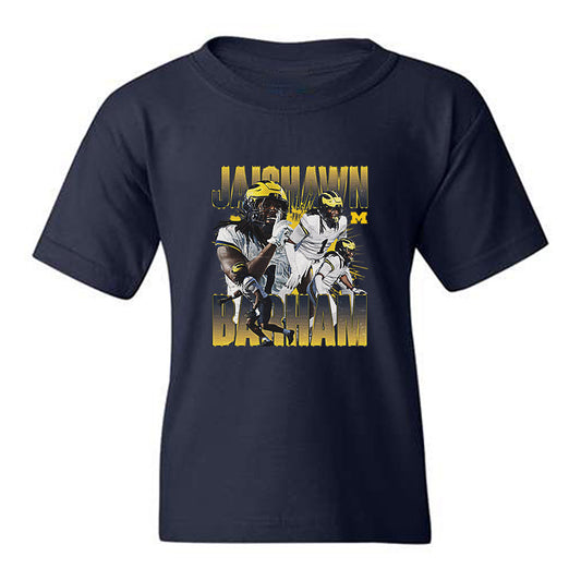 Michigan - NCAA Football : Jaishawn Barham - Collage Youth T-Shirt-0