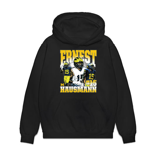Michigan - NCAA Football : Ernest Hausmann - Collage Premium Hooded Sweatshirt-0