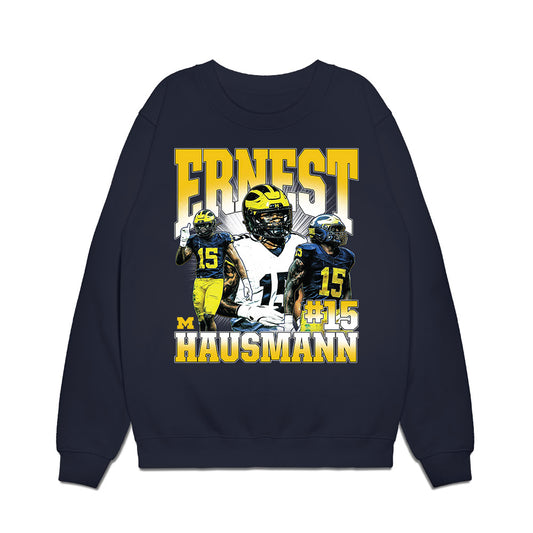 Michigan - NCAA Football : Ernest Hausmann - Collage Premium Crewneck Sweatshirt-0