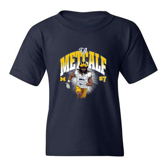 Michigan - NCAA Football : TJ Metcalf - Caricature Youth T-Shirt-0