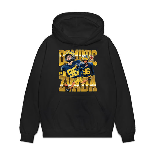 Michigan - NCAA Football : Dominic Zvada - Collage Premium Hooded Sweatshirt-0