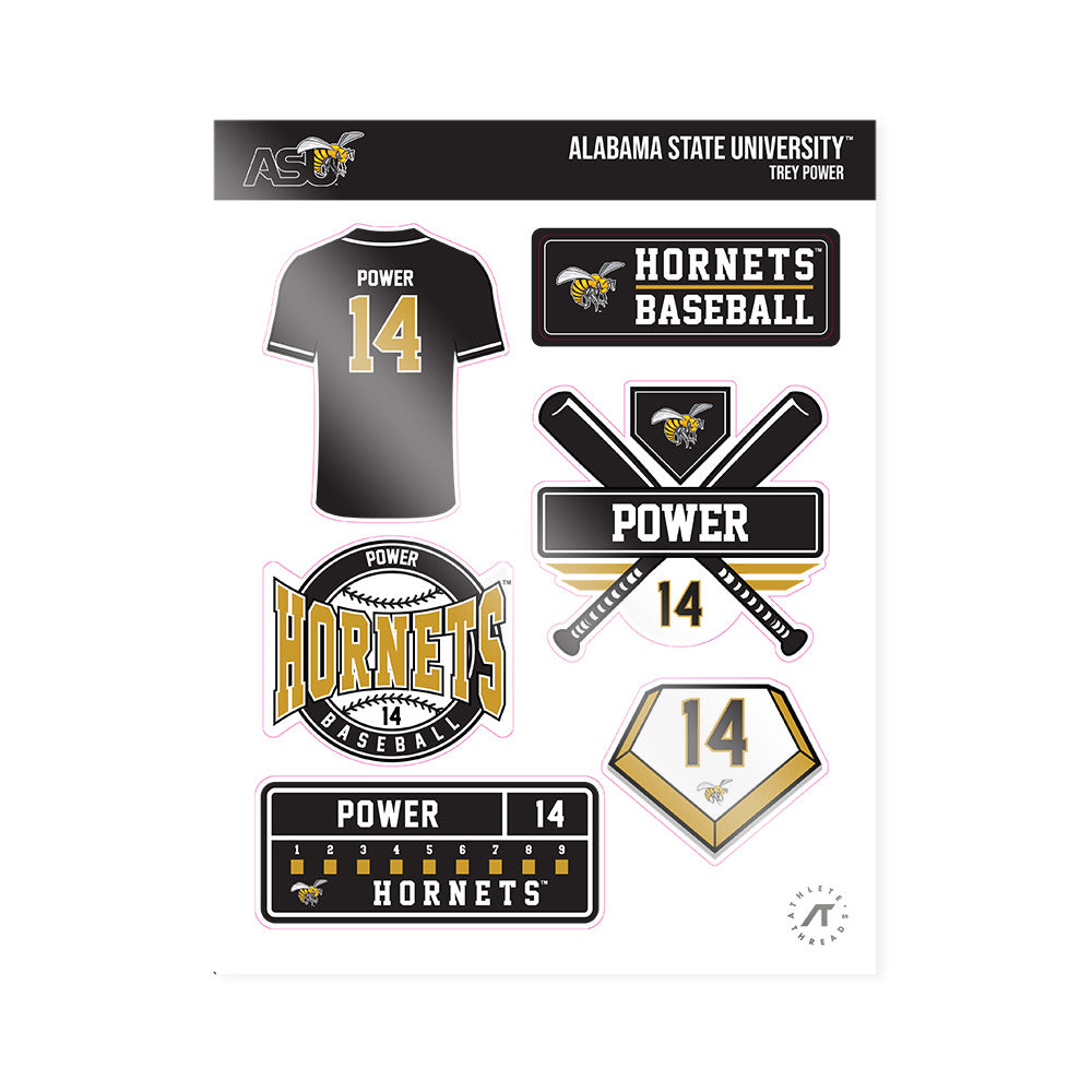 Alabama State - NCAA Baseball : Trey Power - Sticker Sheet-0