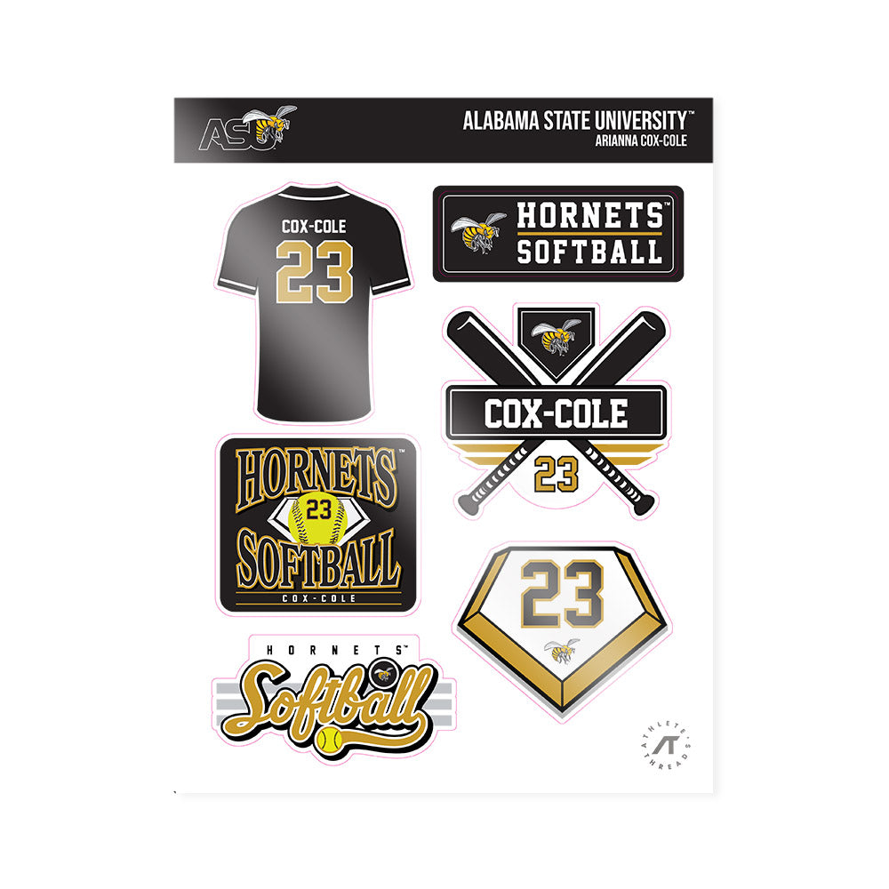 Alabama State - NCAA Softball : Arianna Cox-Cole - Sticker Sheet-0