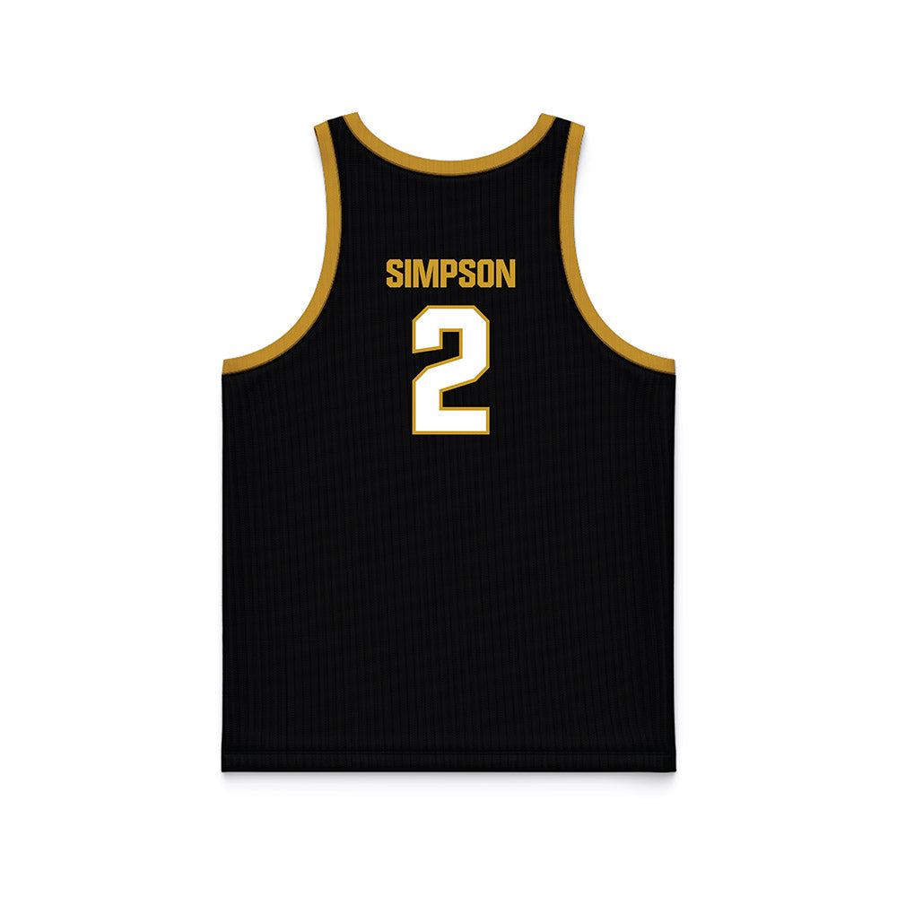 Alabama State - NCAA Men's Basketball : Micah Simpson - Black Basketball Jersey-1
