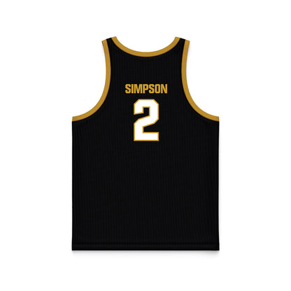 Alabama State - NCAA Men's Basketball : Micah Simpson - Black Basketball Jersey-1