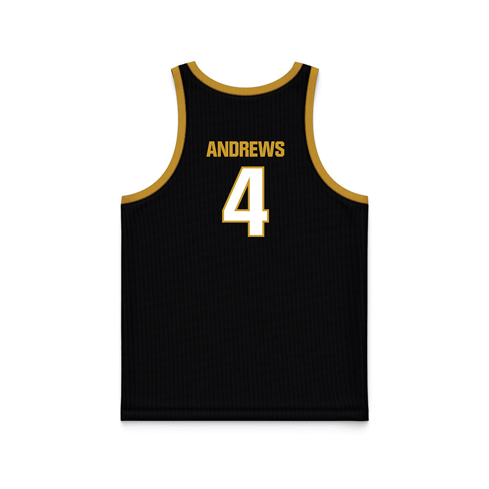 Alabama State - NCAA Men's Basketball : Mario Andrews - Black Basketball Jersey-1