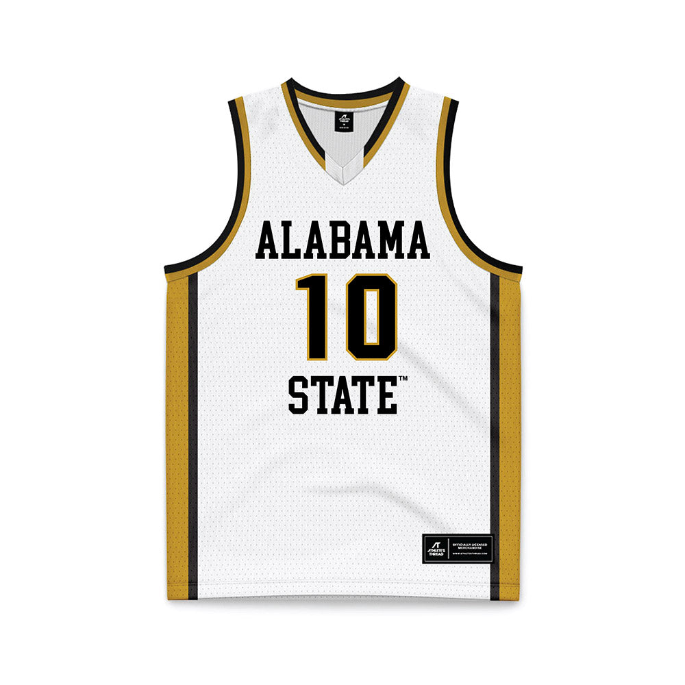 Alabama State - NCAA Women's Basketball : Charlese McClendon - White Basketball Jersey-0