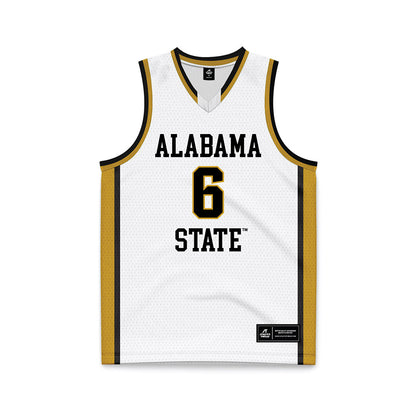 Alabama State - NCAA Women's Basketball : NyKeria Flowers - White Basketball Jersey-0