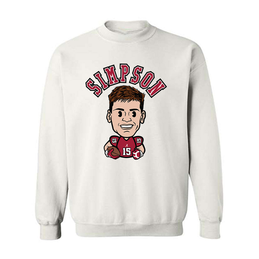 Alabama - NCAA Football : Ty Simpson - Caricature Crewneck Sweatshirt-0