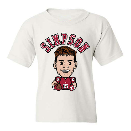 Alabama - NCAA Football : Ty Simpson - Caricature Youth T-Shirt-0