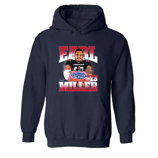 FAU - NCAA Football : Earl Miller - Caricature Hooded Sweatshirt-0
